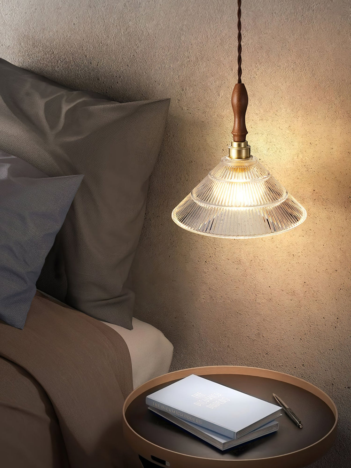 Suspension Portofino en verre et bois – vue 12