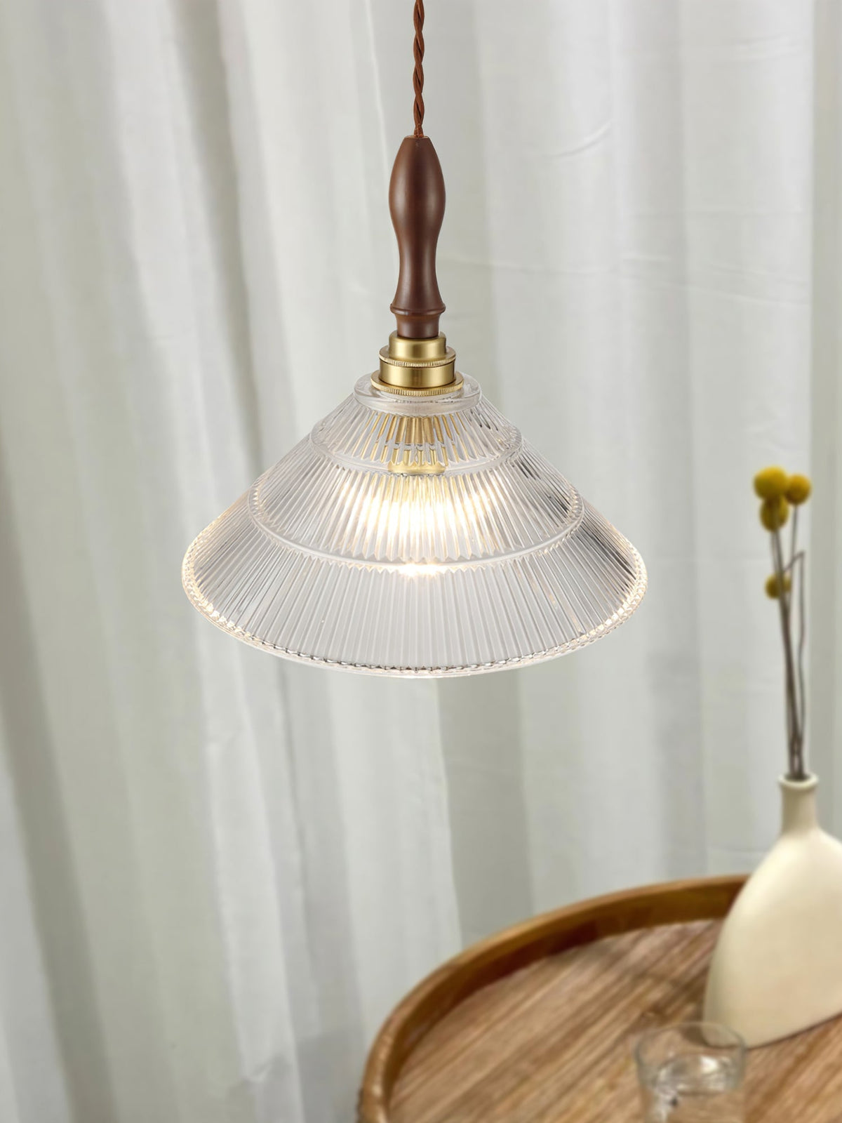Suspension Portofino en verre et bois – vue 18