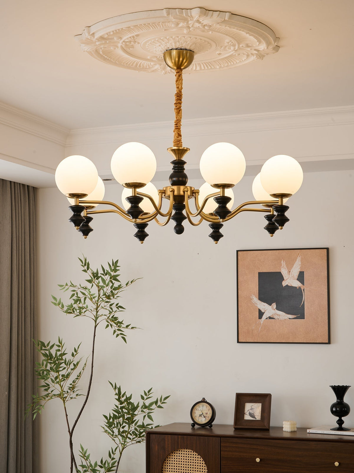Lustre Noémie en bois et verre – vue 30