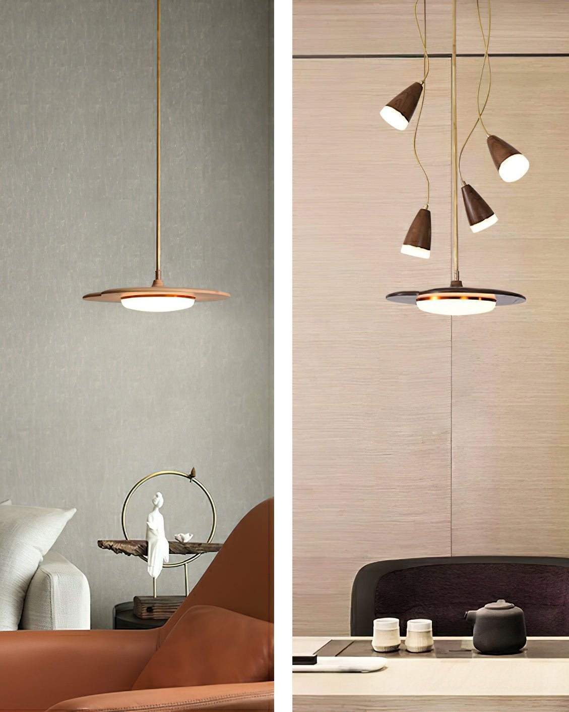 Lustre Dauphine en bois et métal – vue 8