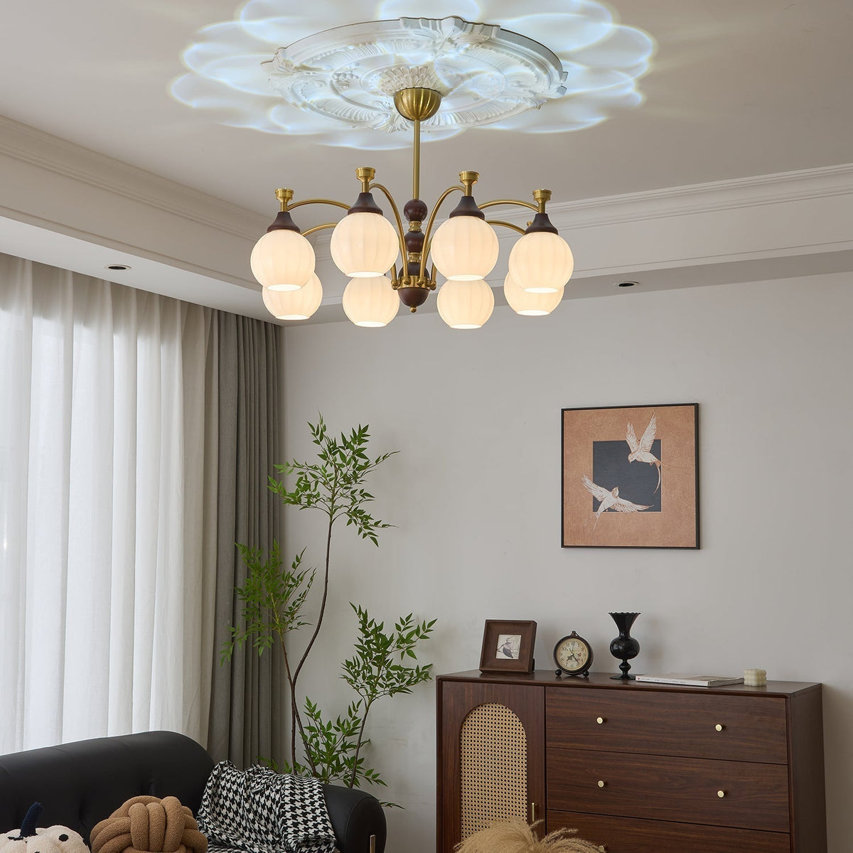 Lustre Automne en bois et verre – vue 15