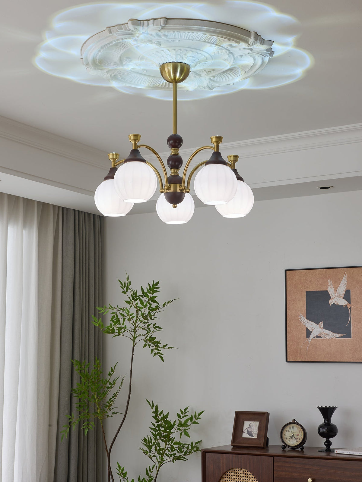 Lustre Automne en bois et verre – vue 18