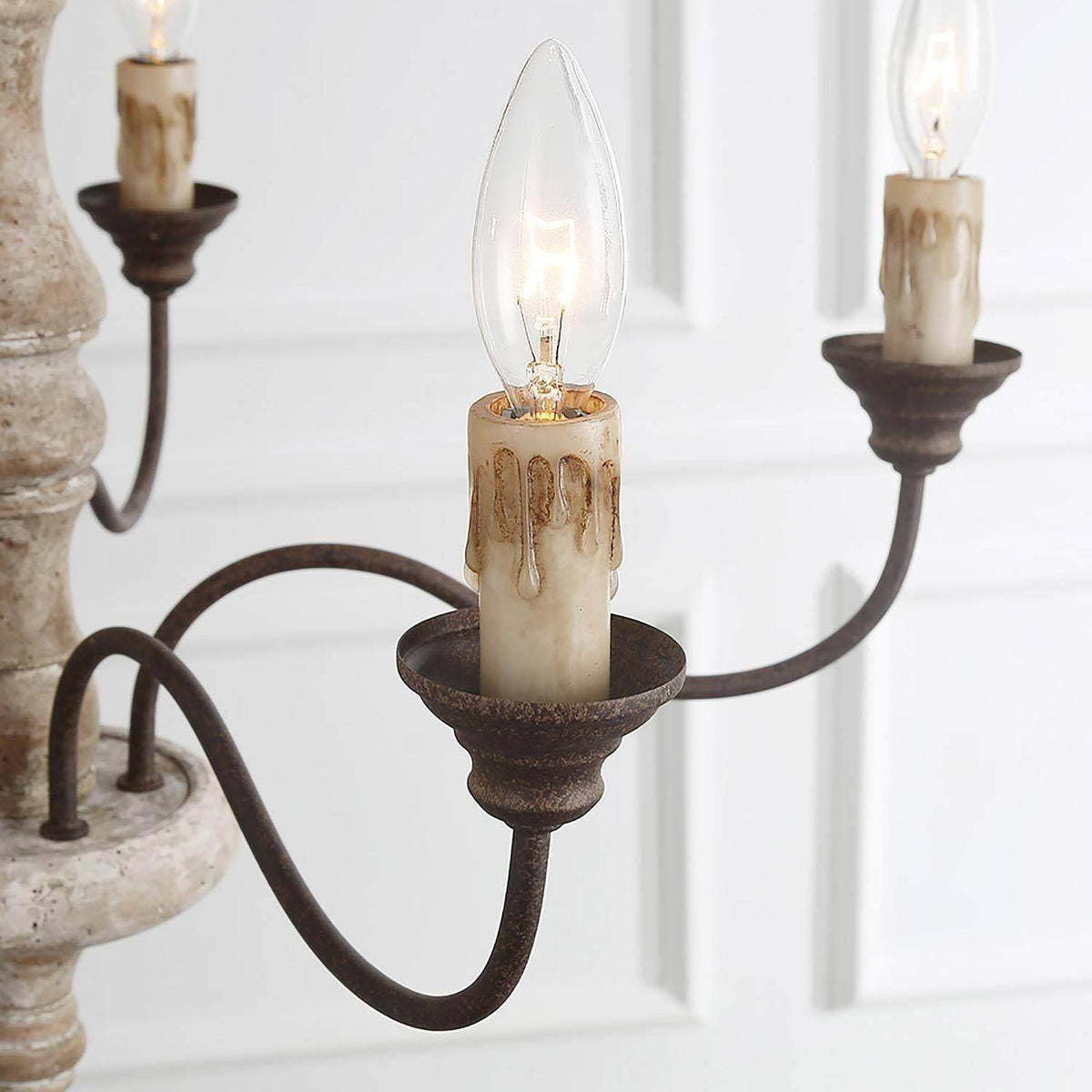 Lustre Horloge en bois et métal – vue 13