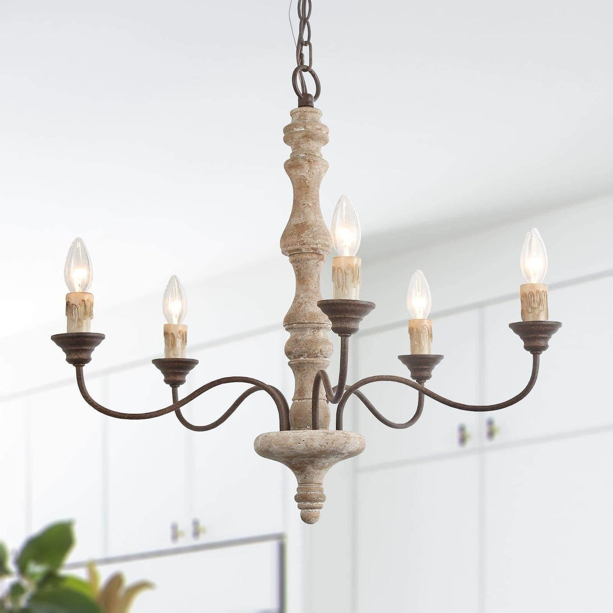 Lustre Horloge en bois et métal – vue 17