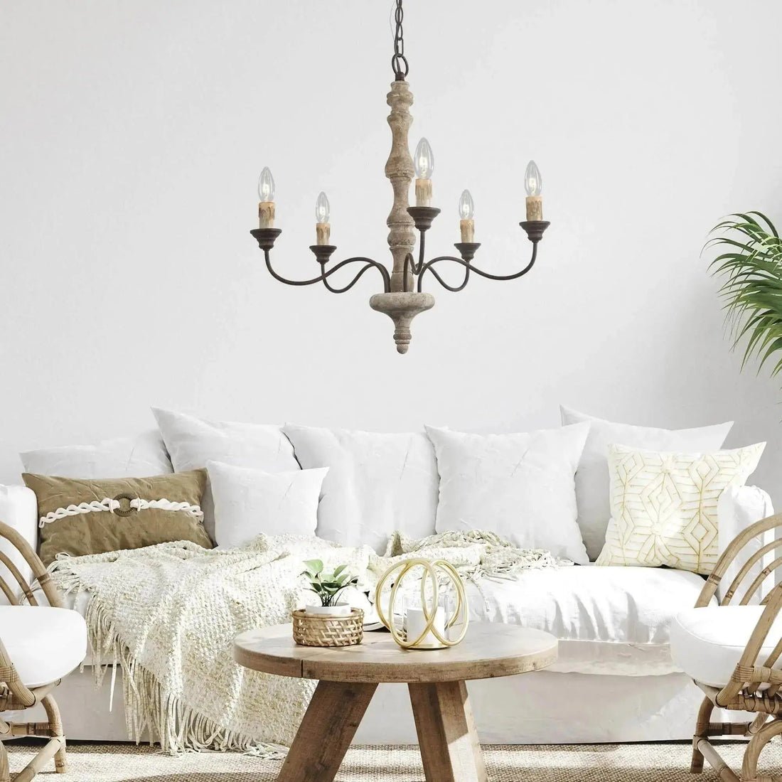 Lustre Horloge en bois et métal – vue 7