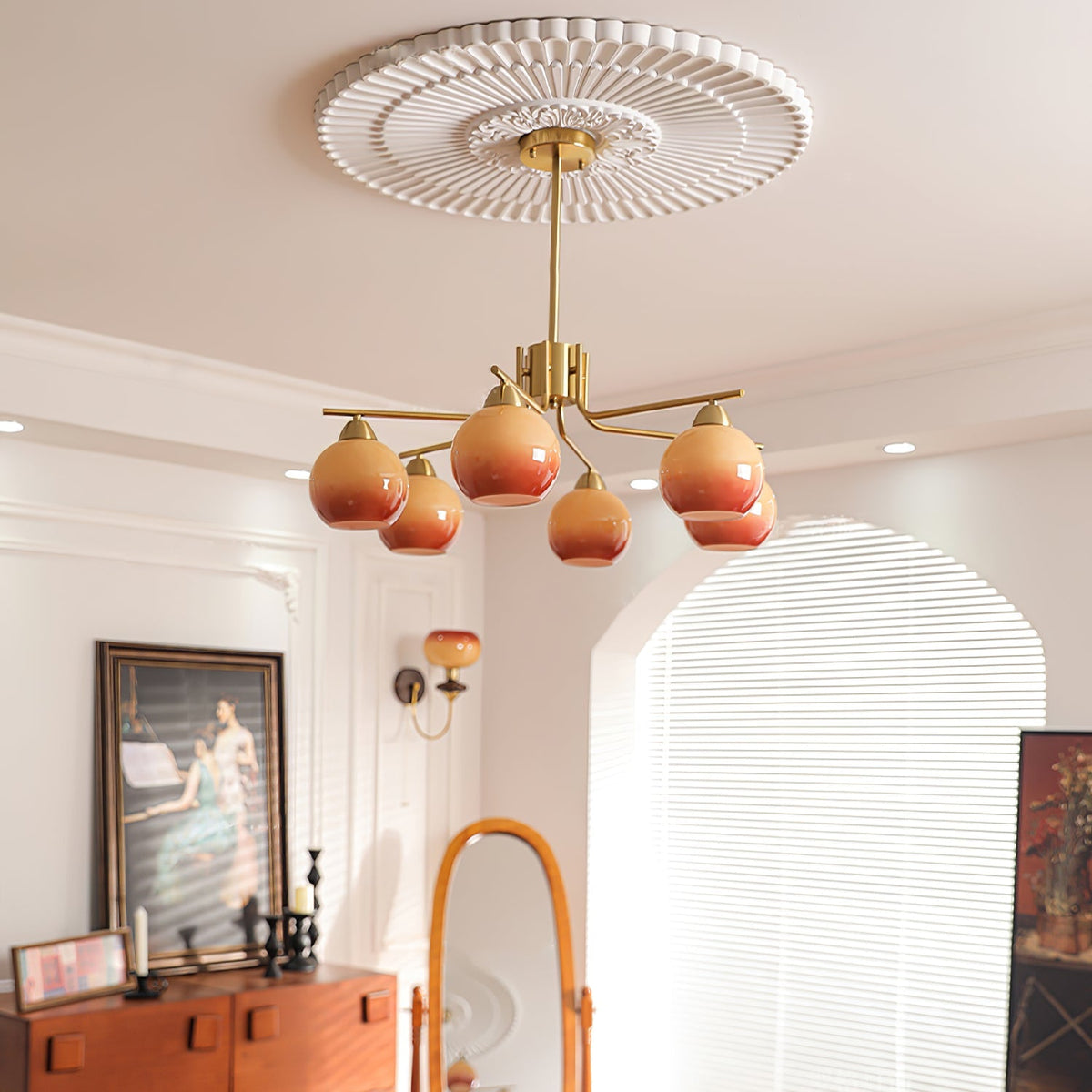 Lustre Sablier en laiton et verre – vue 18