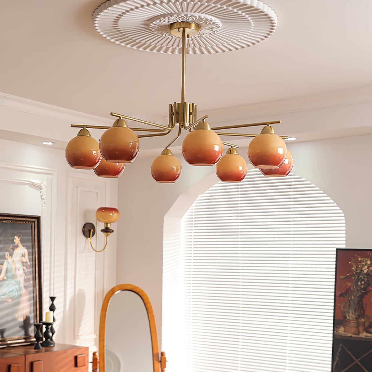 Lustre Sablier en laiton et verre – vue 10