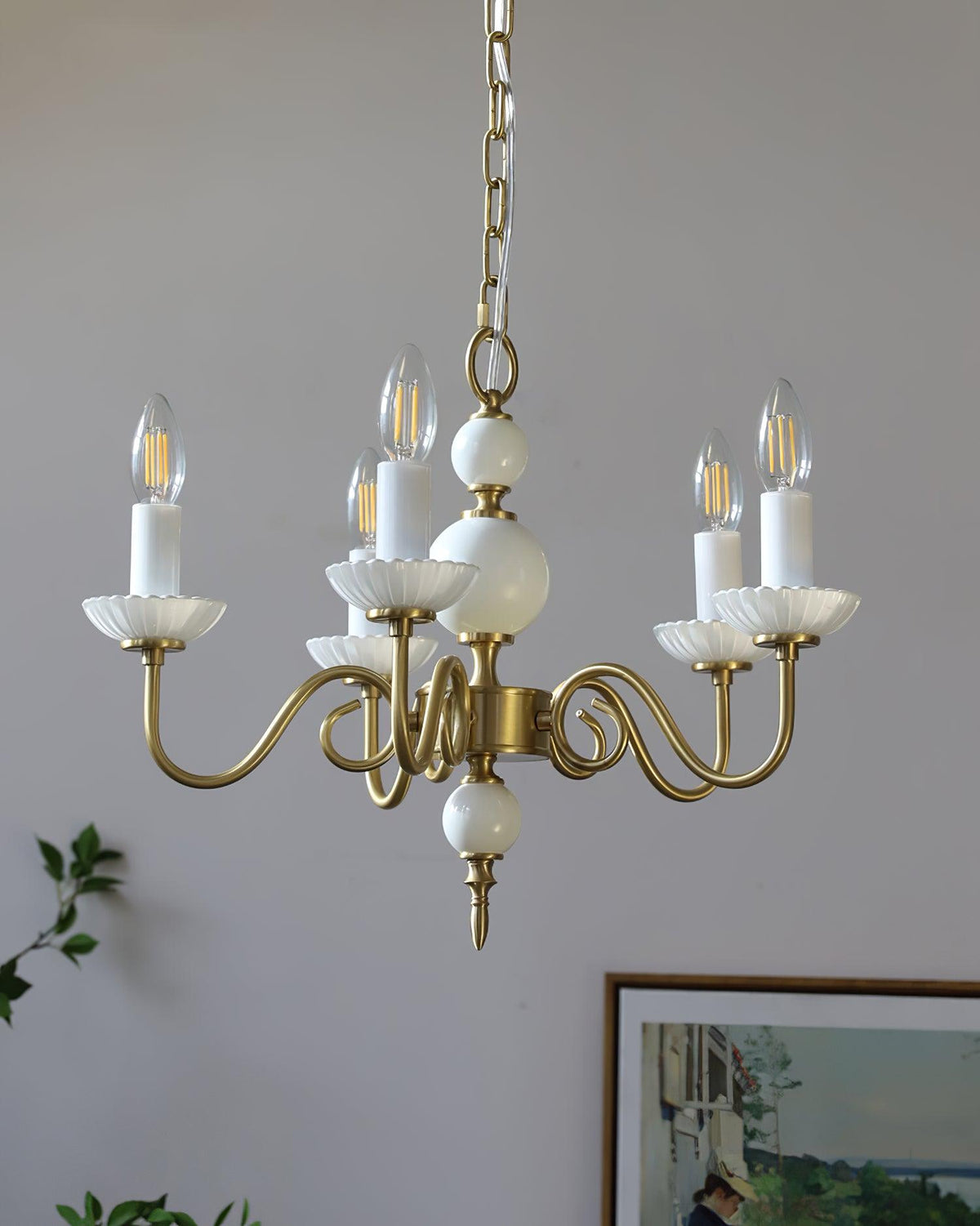 Lustre Voilier en verre et laiton – vue 8