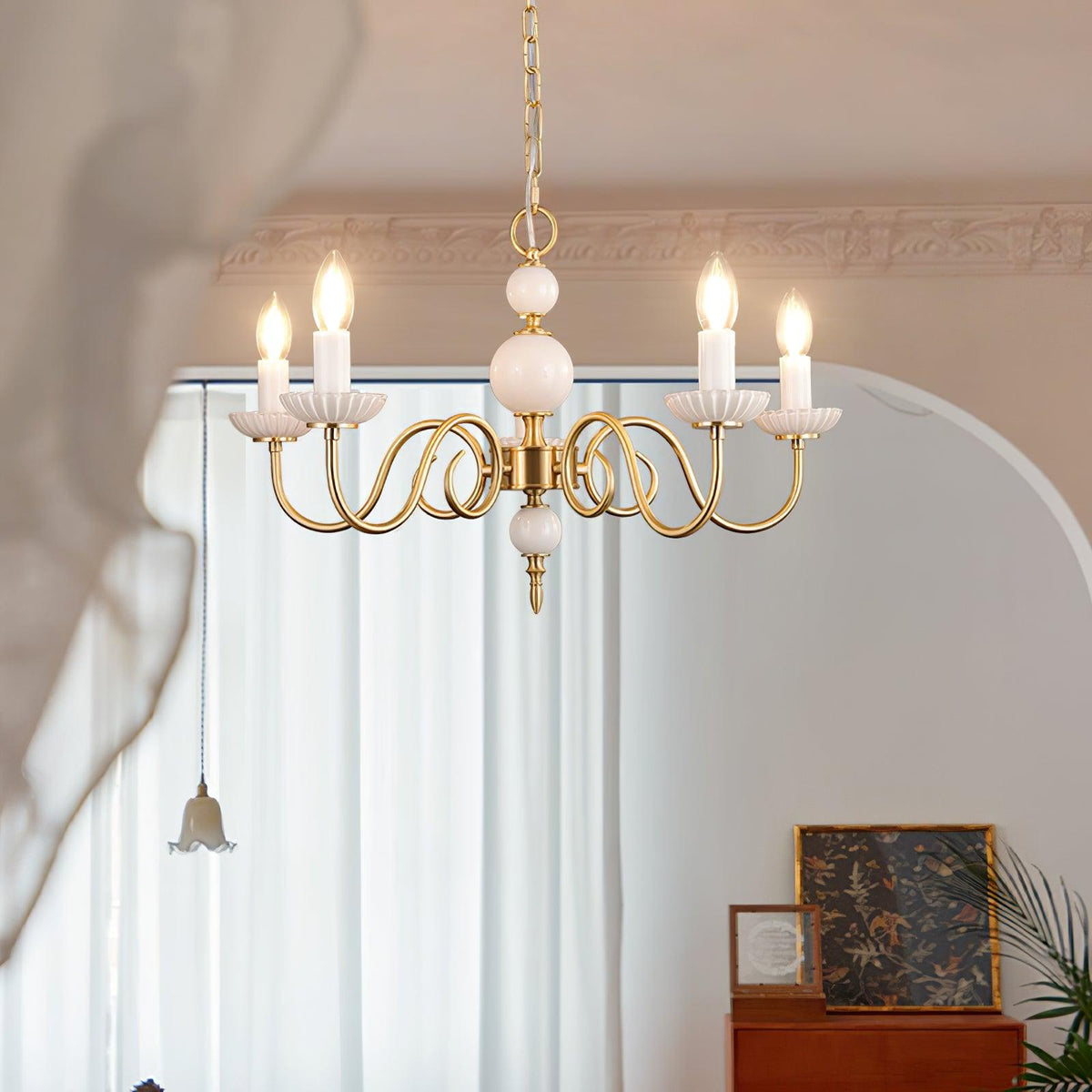 Lustre Voilier en verre et laiton – vue 4