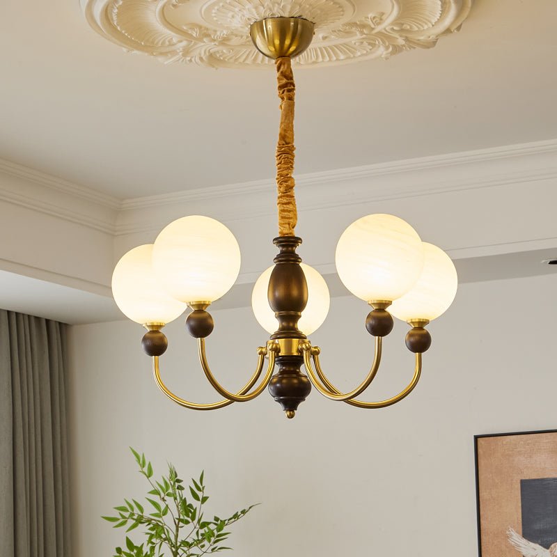 Lustre Calèche en bois et verre – vue 9