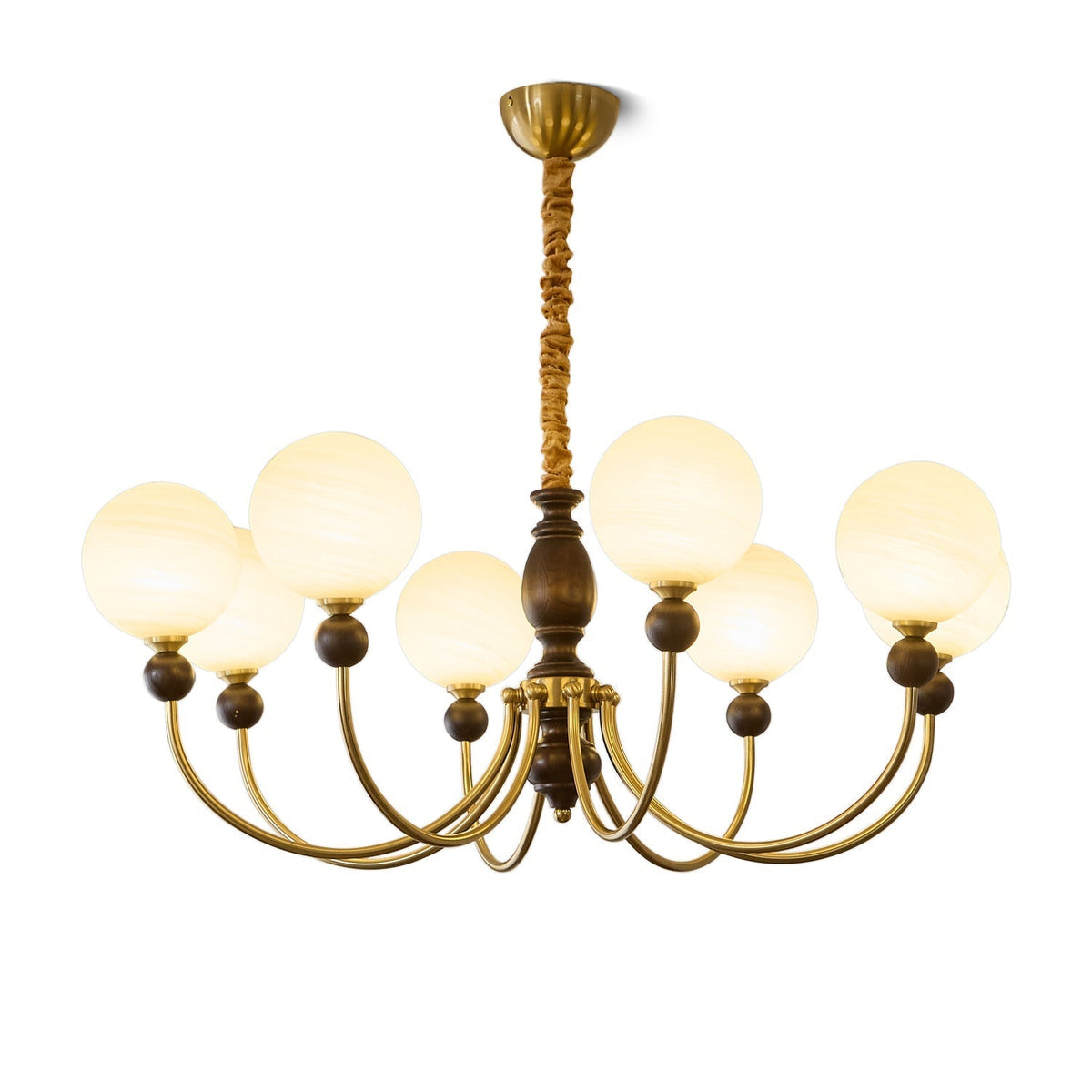 Lustre Calèche en bois et verre – vue 7
