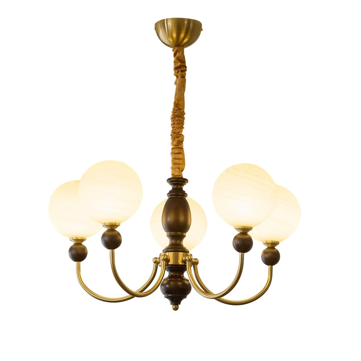 Lustre Calèche en bois et verre – vue 6