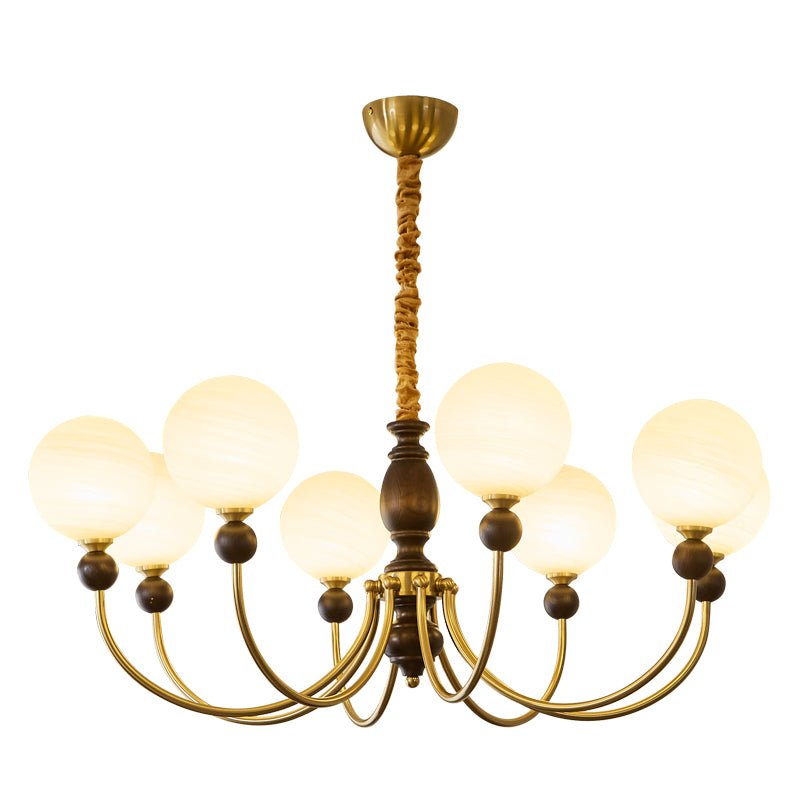 Lustre Calèche en bois et verre – vue 2