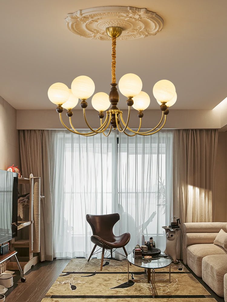Lustre Calèche en bois et verre – vue 18