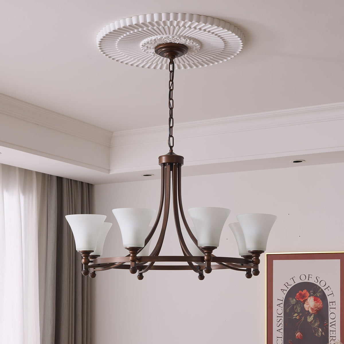 Lustre Rossignol en verre et métal – vue 10