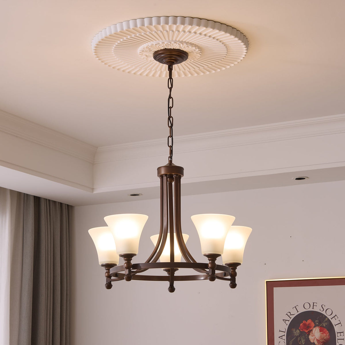 Lustre Rossignol en verre et métal – vue 13