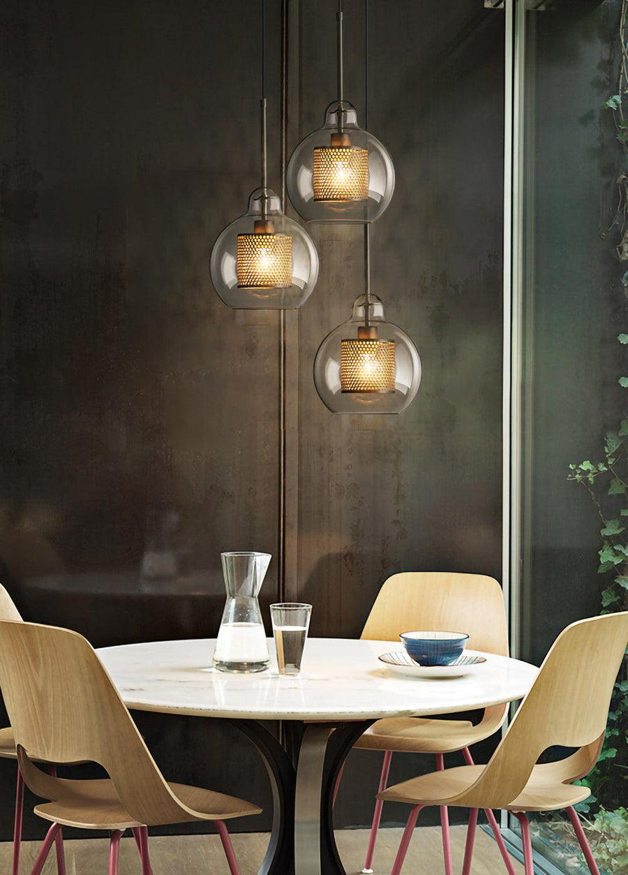 Suspension Nénuphar en verre et métal – vue 2