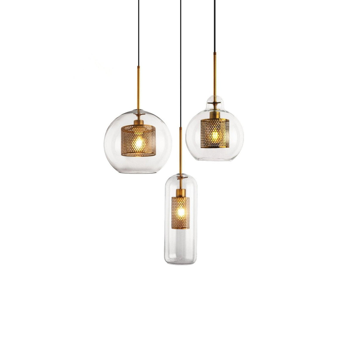 Suspension Nénuphar en verre et métal – vue 15