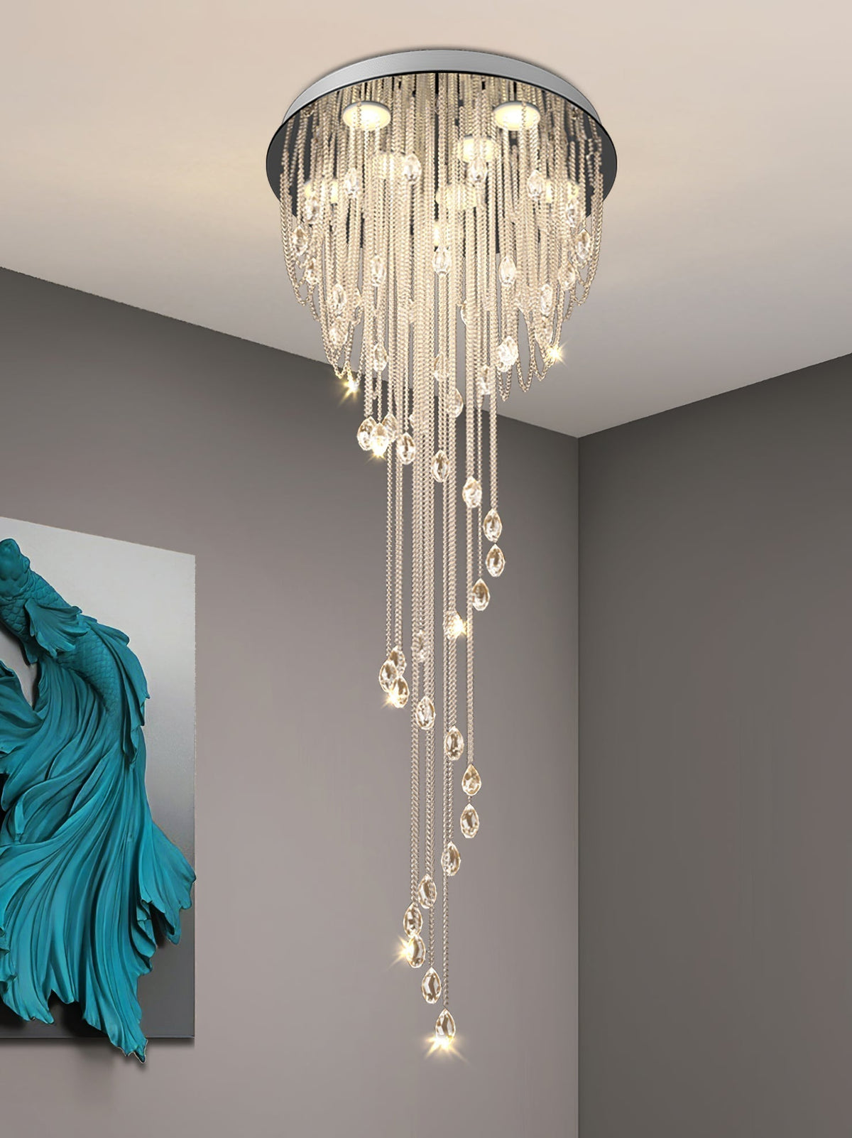 Lustre Rubis en cristal et métal – vue 19