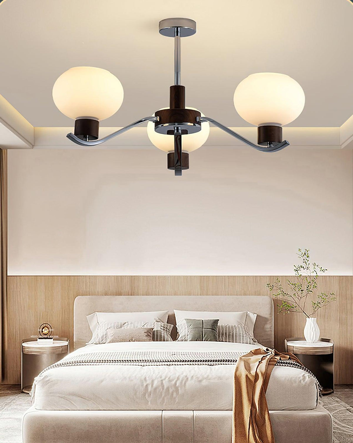 Lustre Amphore en noyer et verre – vue 24