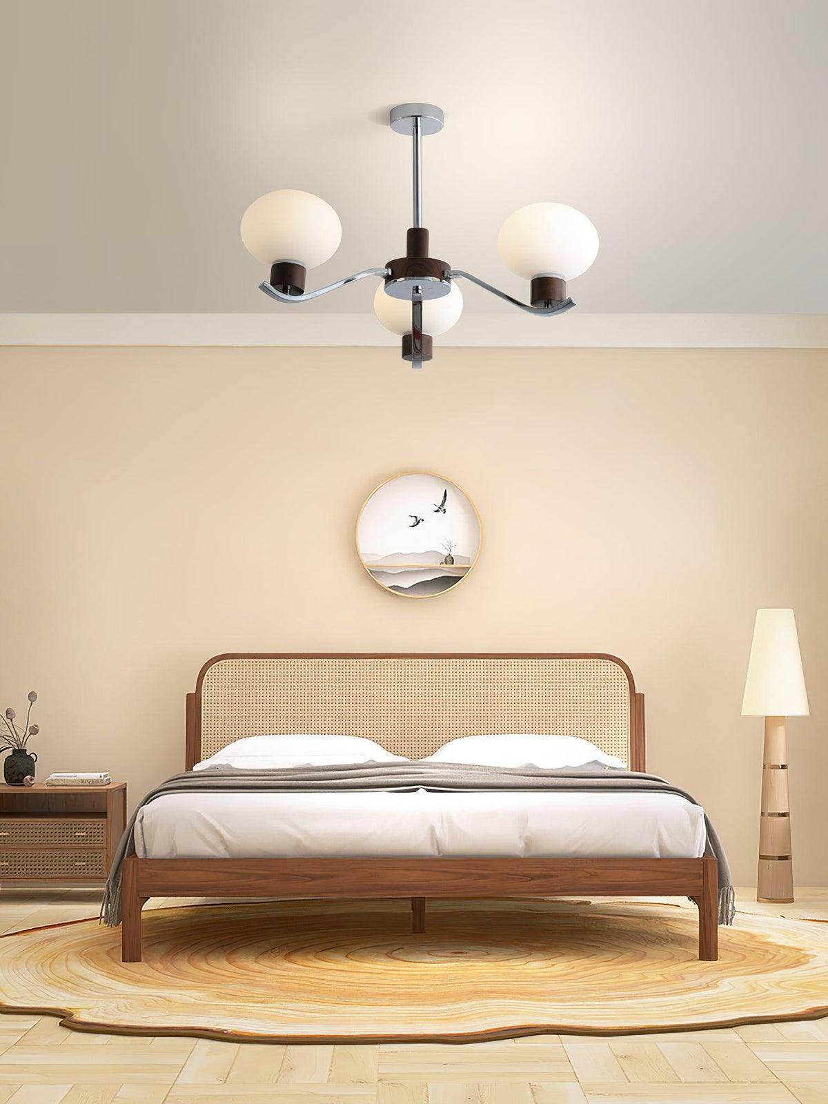Lustre Amphore en noyer et verre – vue 26