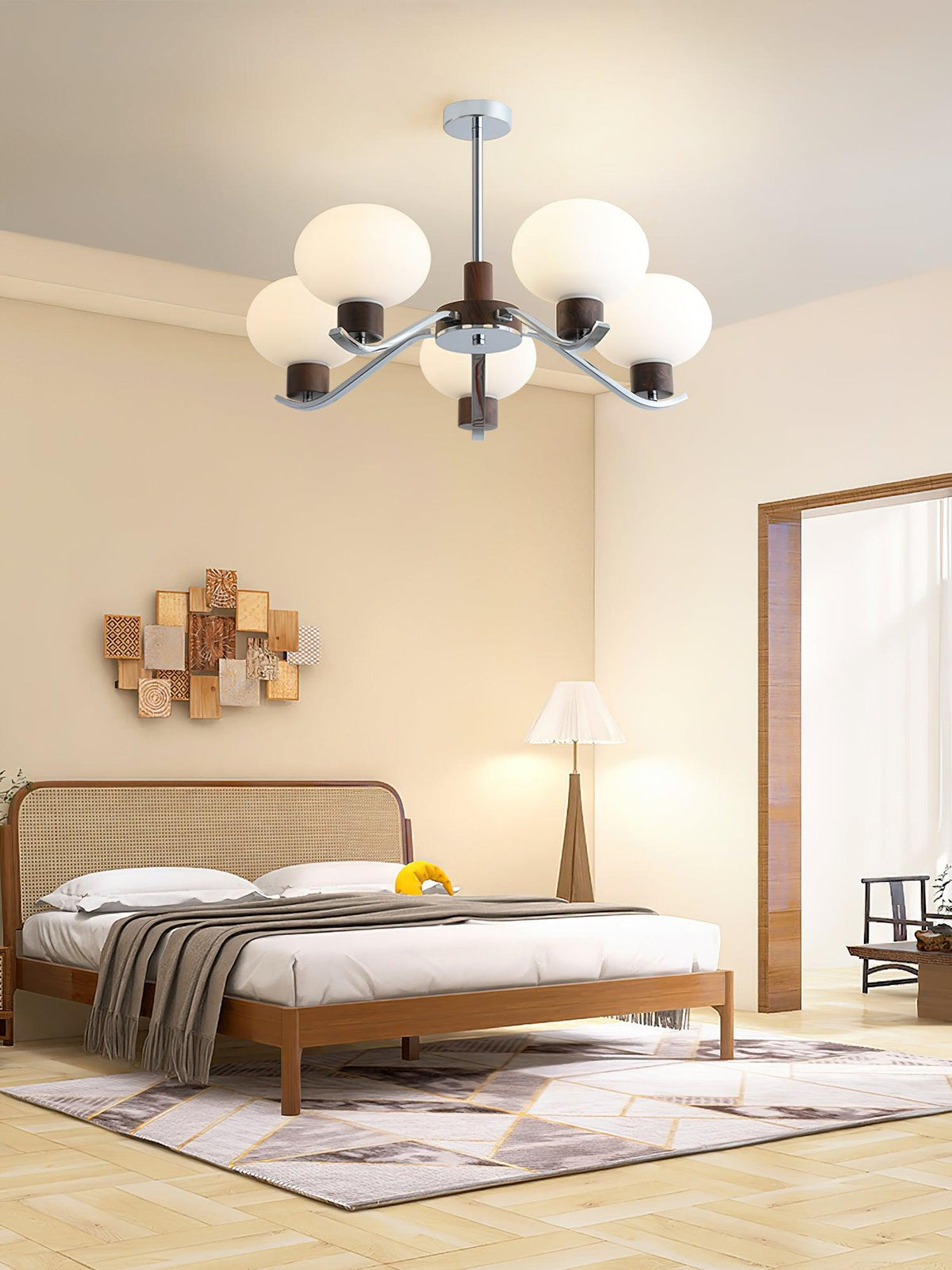 Lustre Amphore en noyer et verre – vue 28