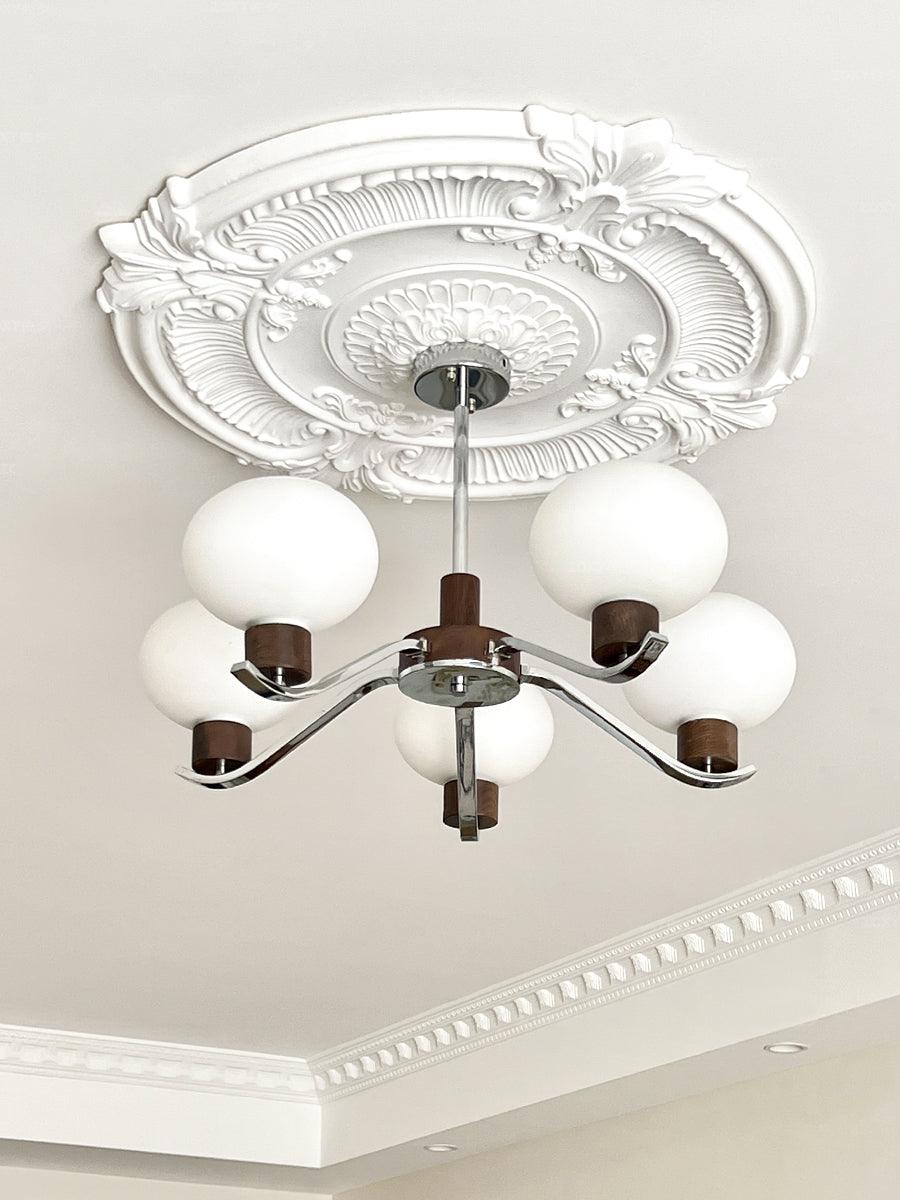 Lustre Amphore en noyer et verre – vue 21
