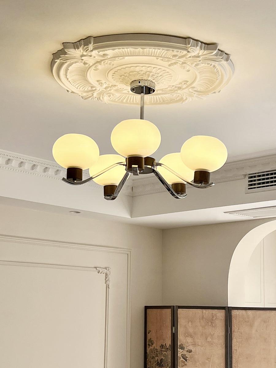 Lustre Amphore en noyer et verre – vue 22