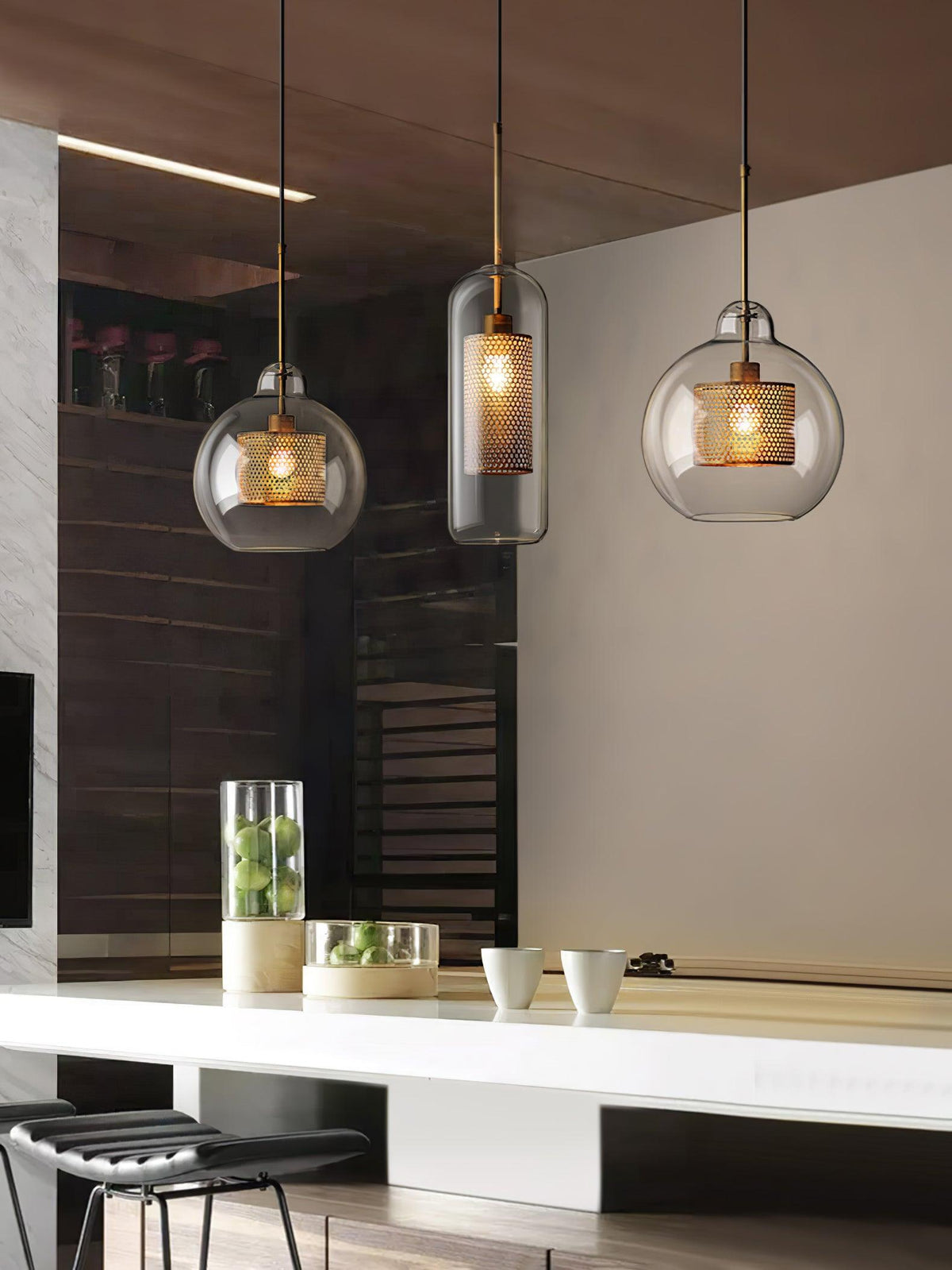 Suspension Nénuphar en verre et métal – vue 38