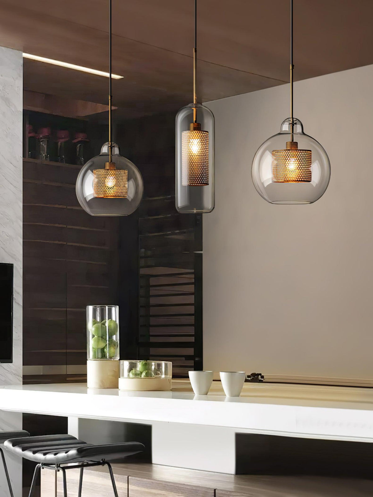 Suspension Nénuphar en verre et métal – vue 50