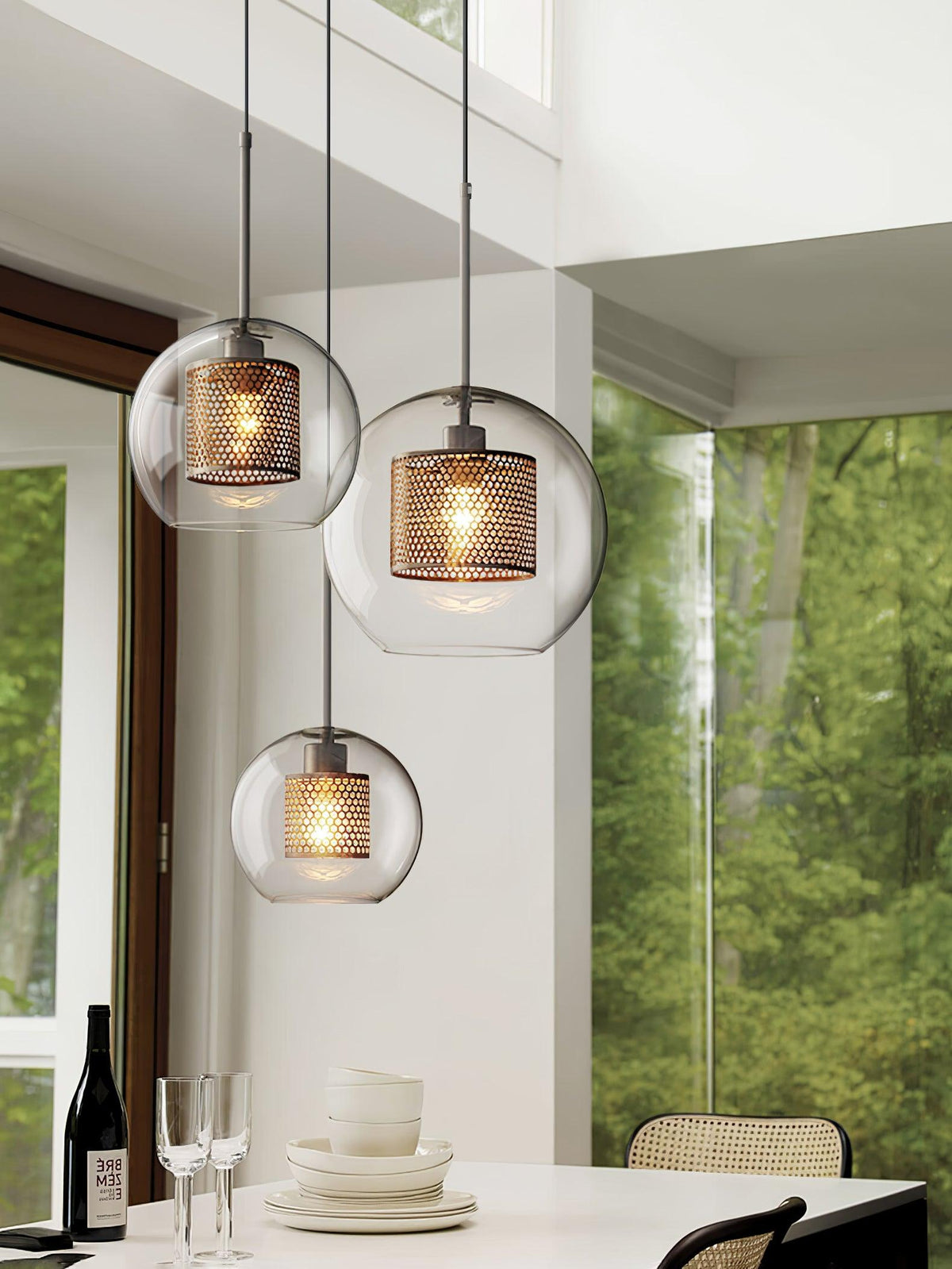 Suspension Nénuphar en verre et métal – vue 63
