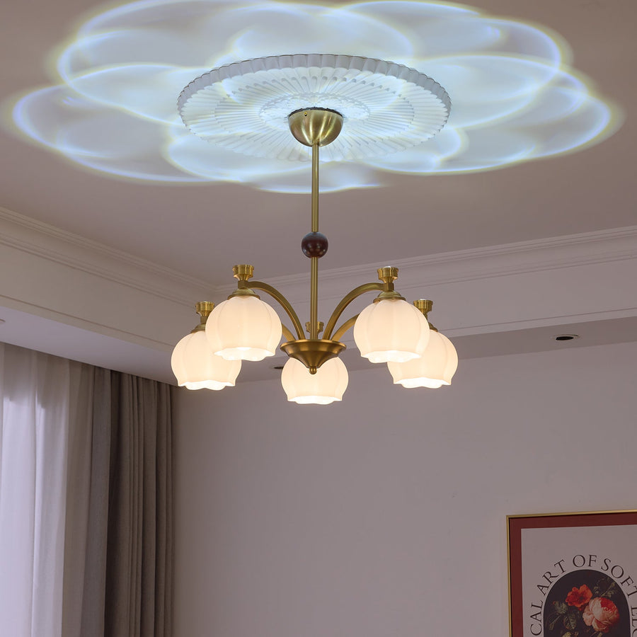 Lustre Lande en verre et bois – vue 3