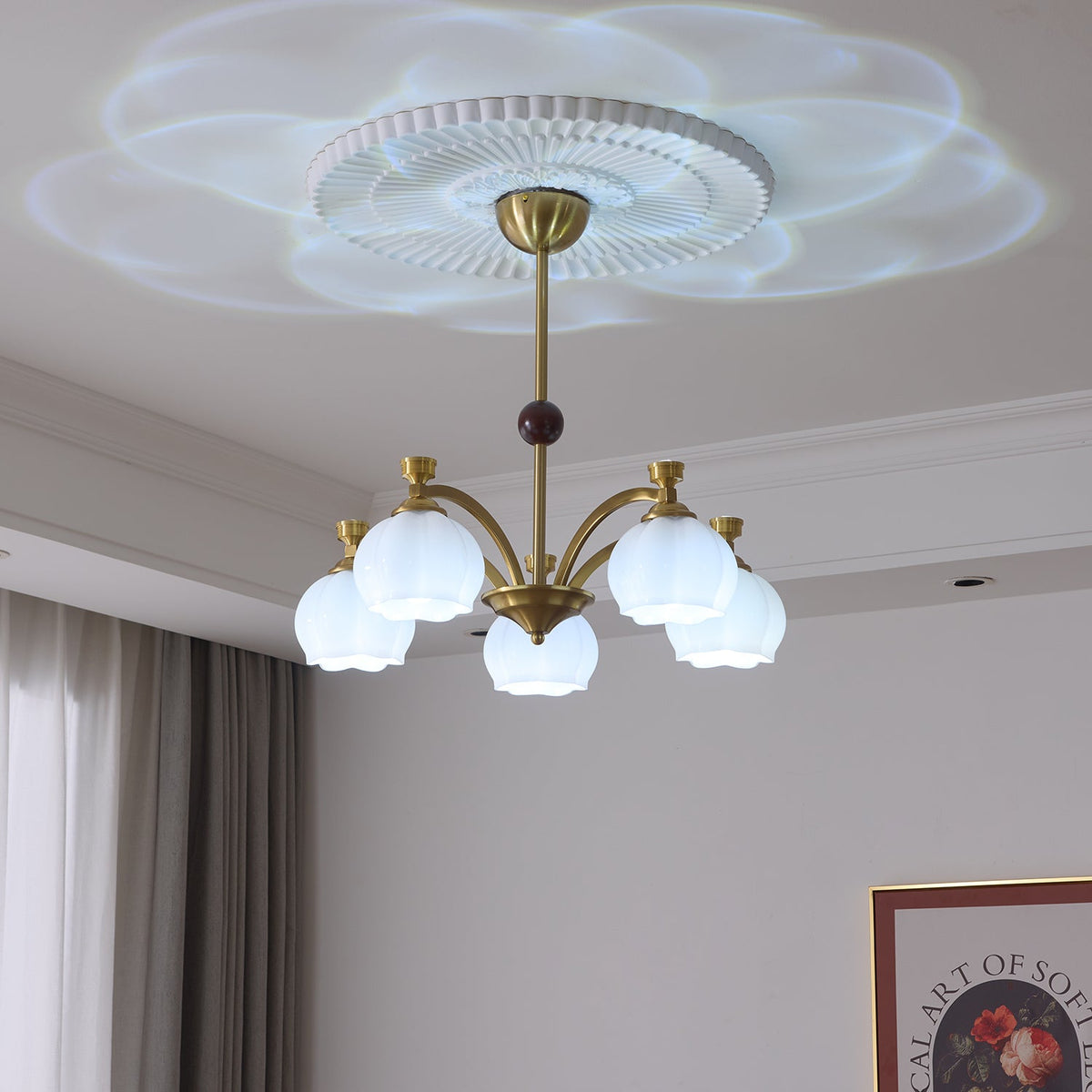 Lustre Lande en verre et bois – vue 8