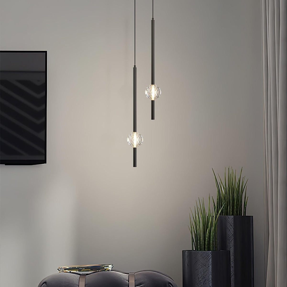 Suspension Verrière en cristal et aluminium – vue 12