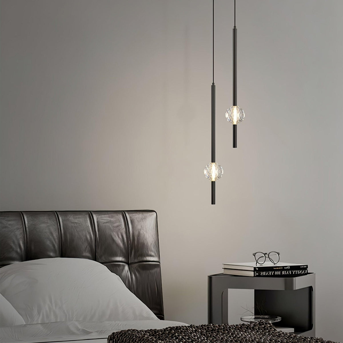 Suspension Verrière en cristal et aluminium – vue 4