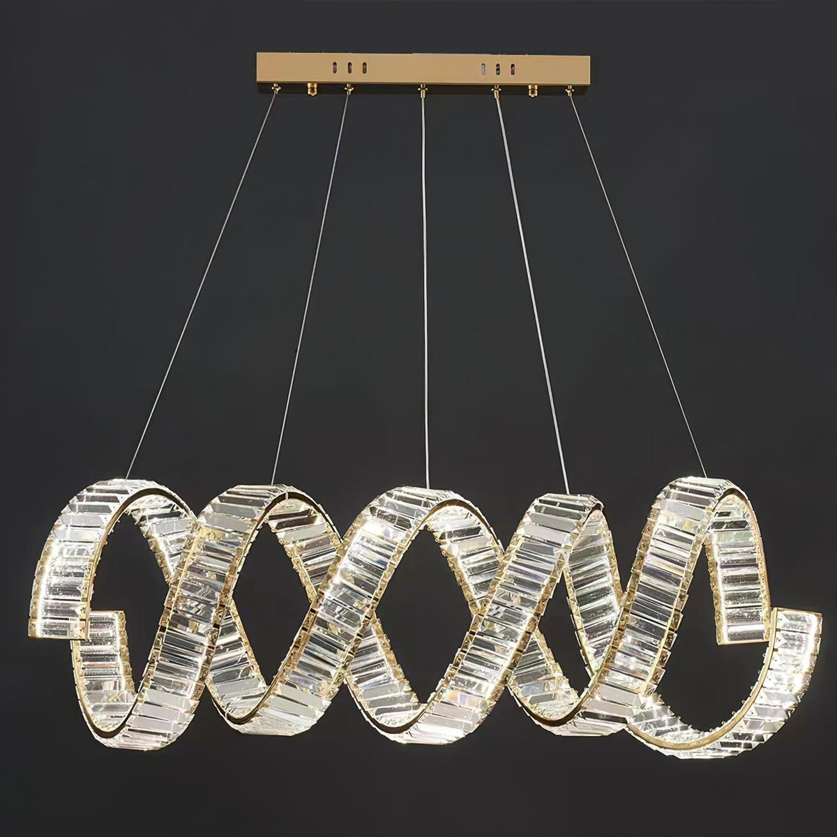 Lustre Jonquille en cristal et métal – vue 30