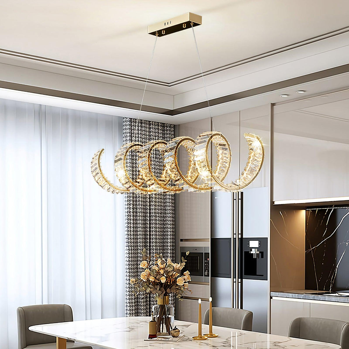 Lustre Jonquille en cristal et métal – vue 4