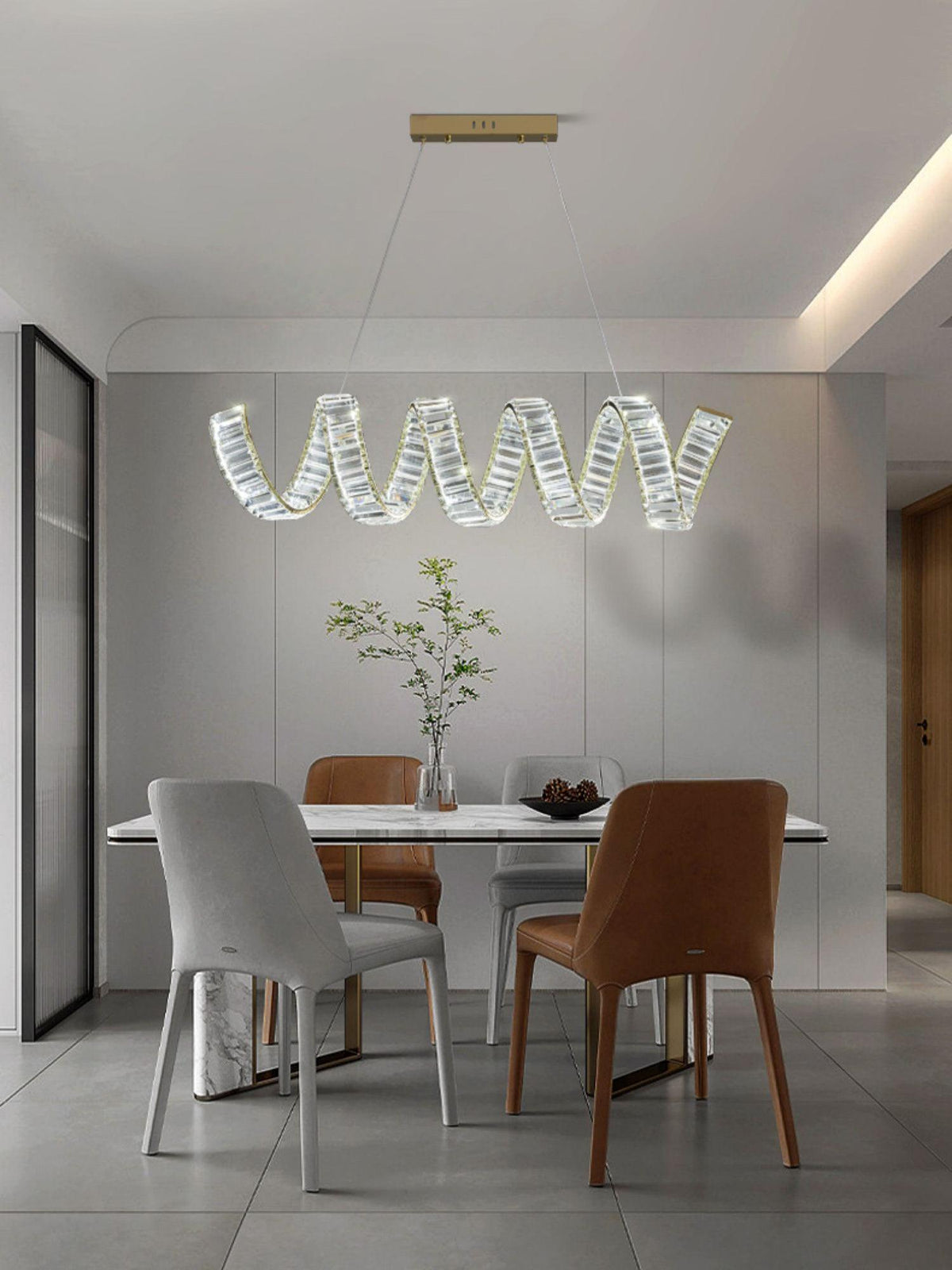 Lustre Jonquille en cristal et métal – vue 11