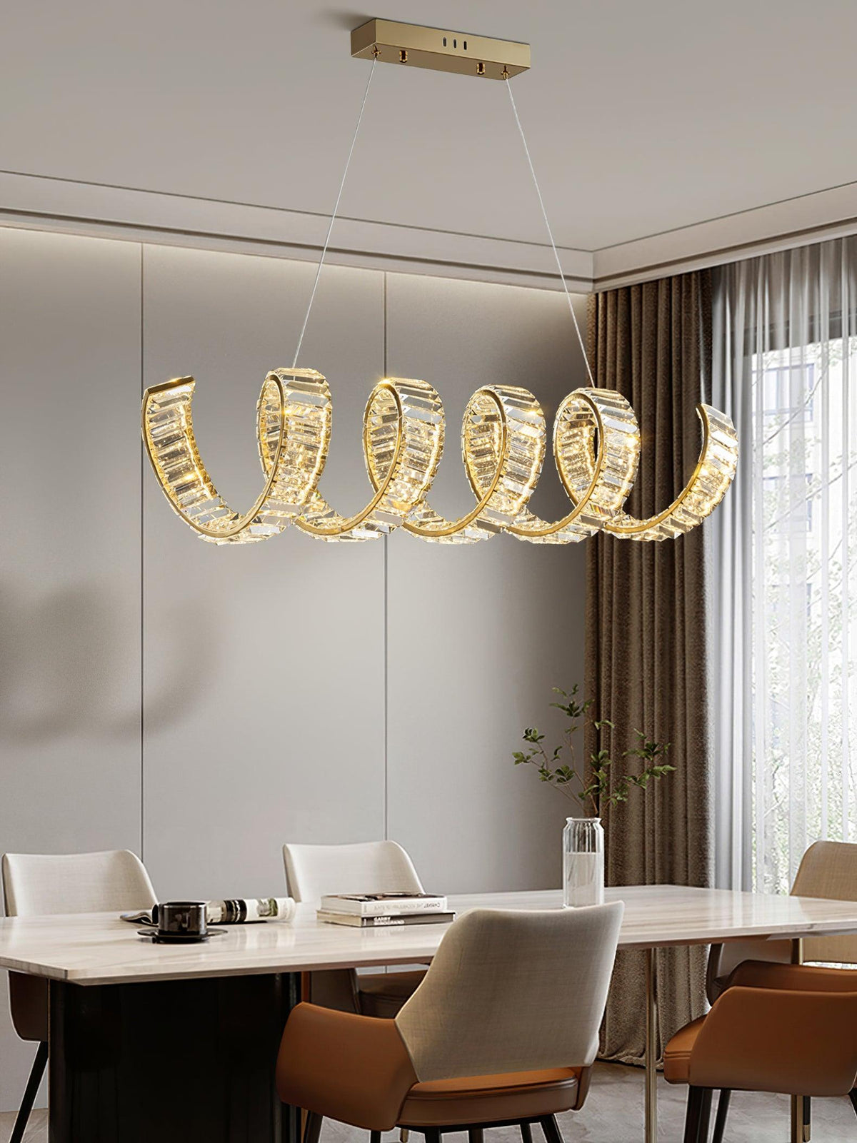 Lustre Jonquille en cristal et métal – vue 13