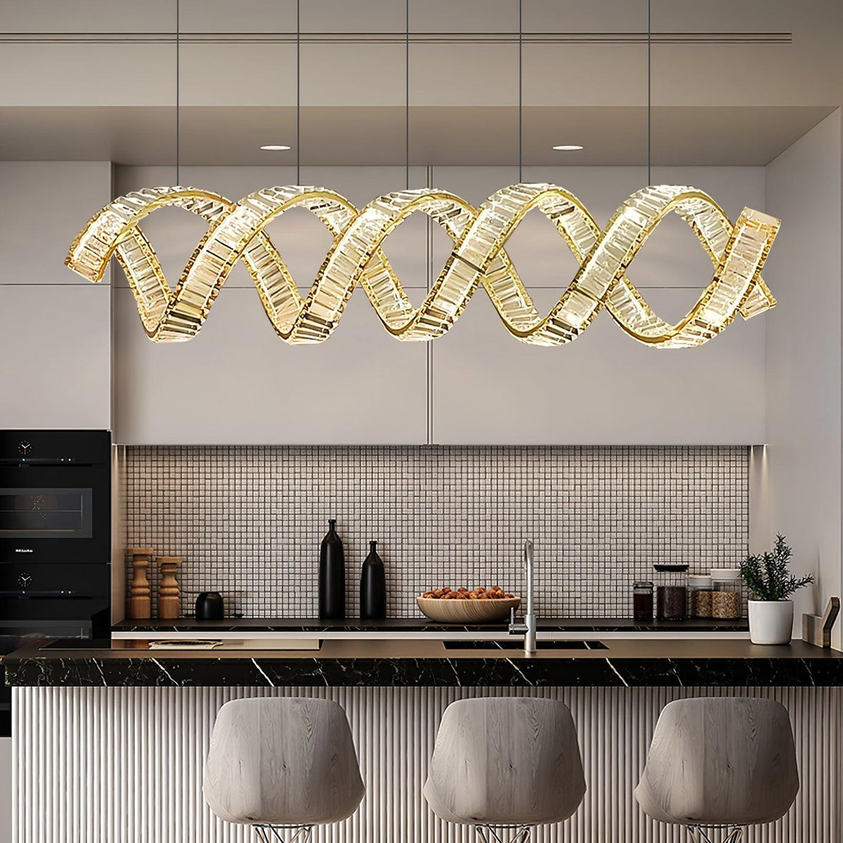 Lustre Jonquille en cristal et métal – vue 16