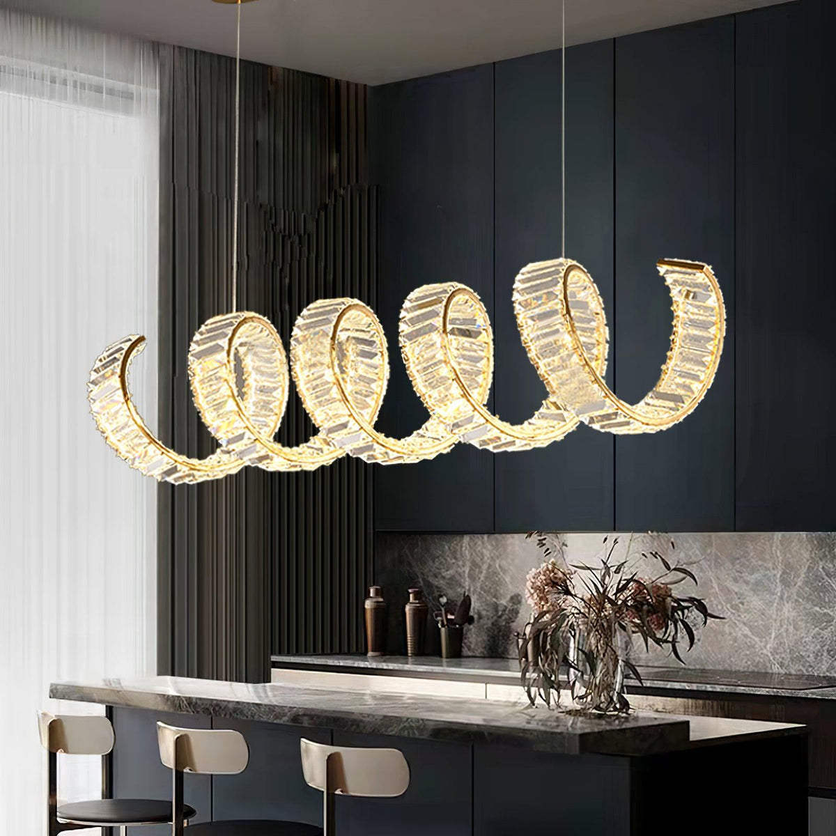 Lustre Jonquille en cristal et métal – vue 28