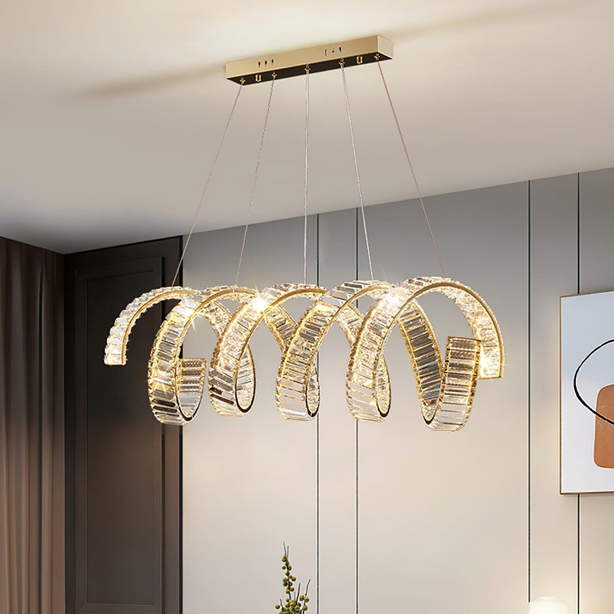 Lustre Jonquille en cristal et métal – vue 12