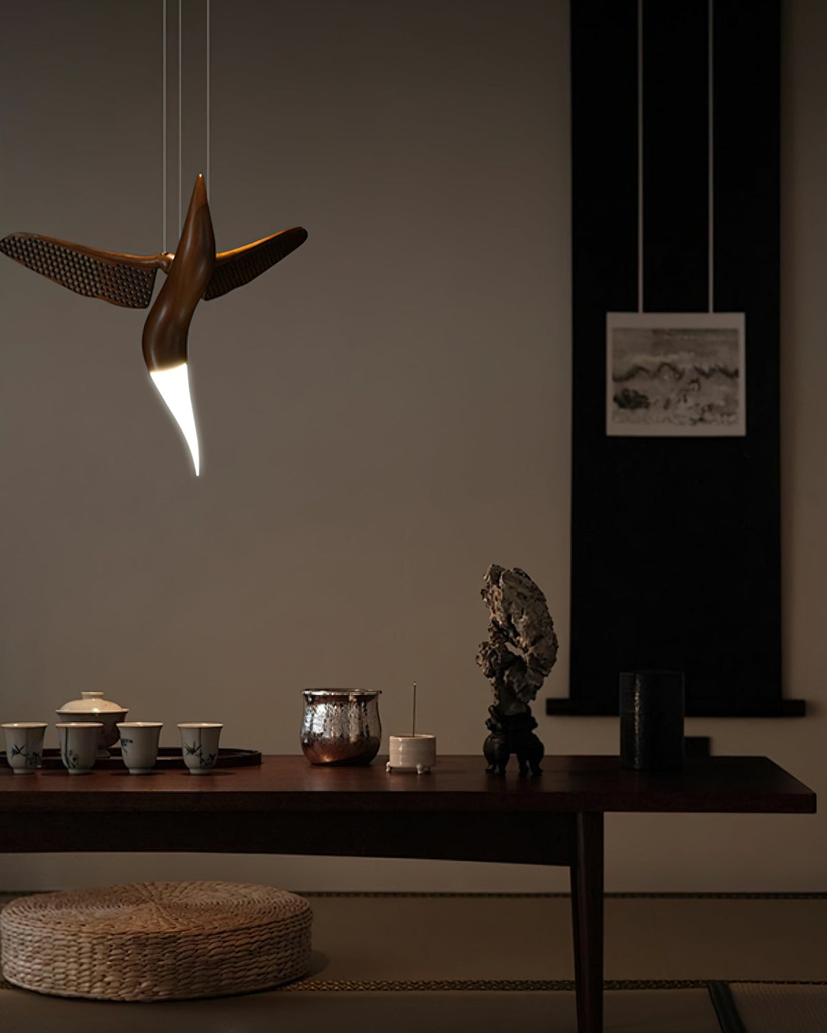 Lustre Nautile en bois et métal – vue 11