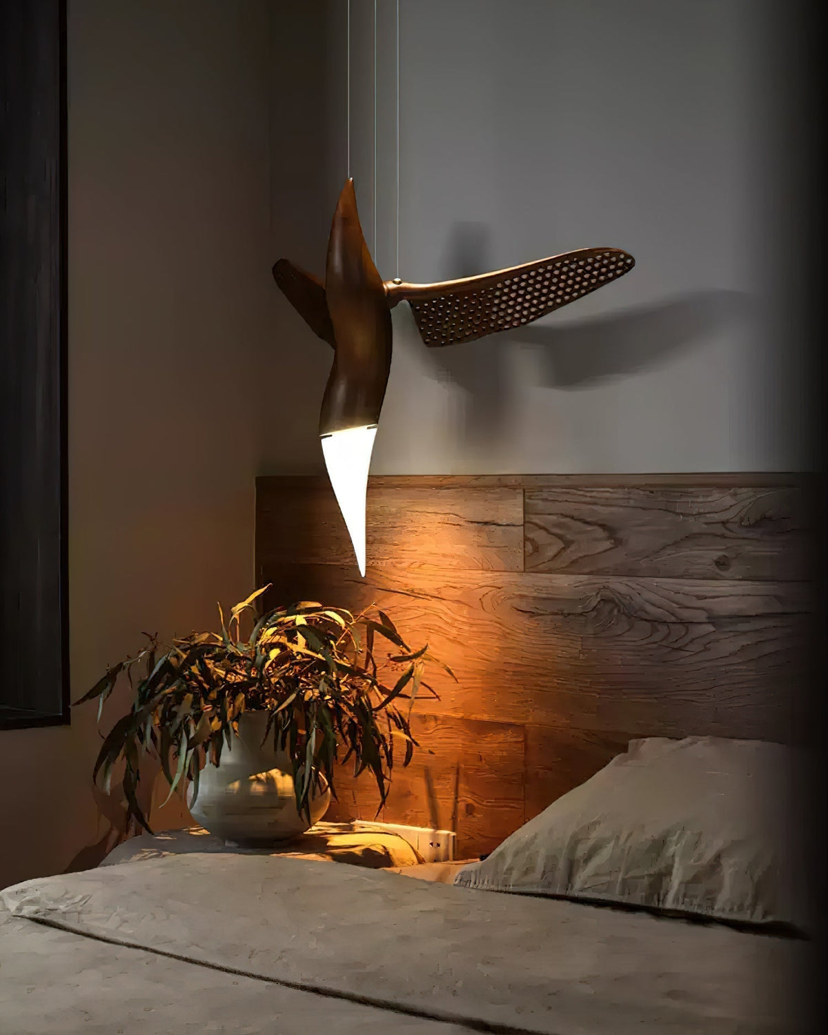 Lustre Nautile en bois et métal – vue 15