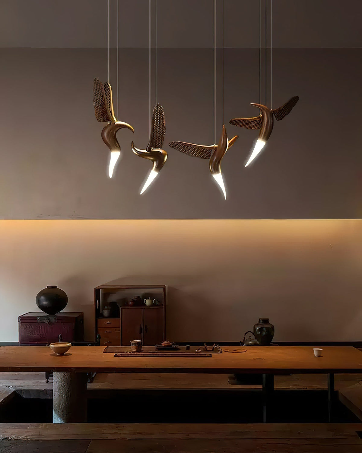 Lustre Nautile en bois et métal – vue 17