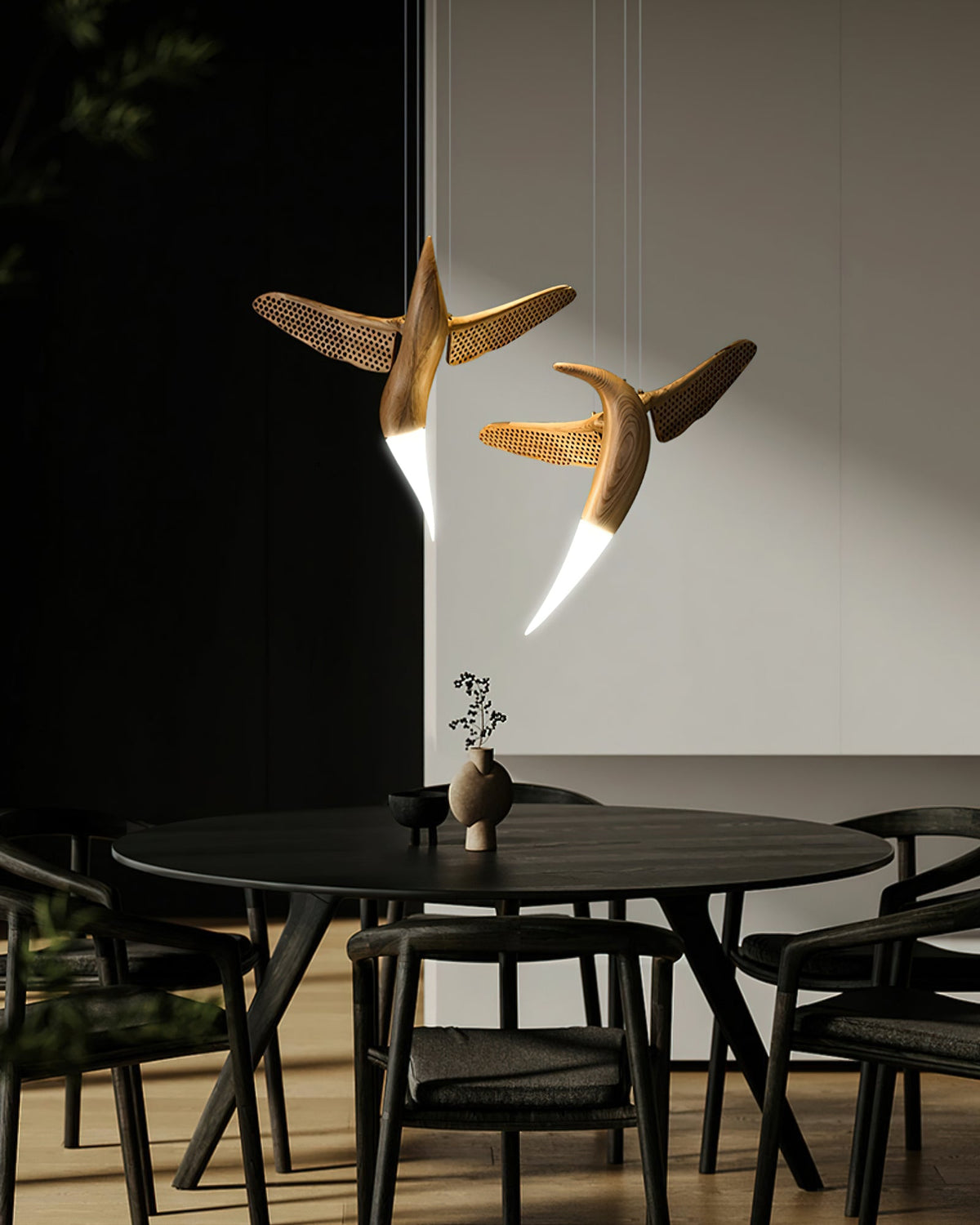 Lustre Nautile en bois et métal – vue 18