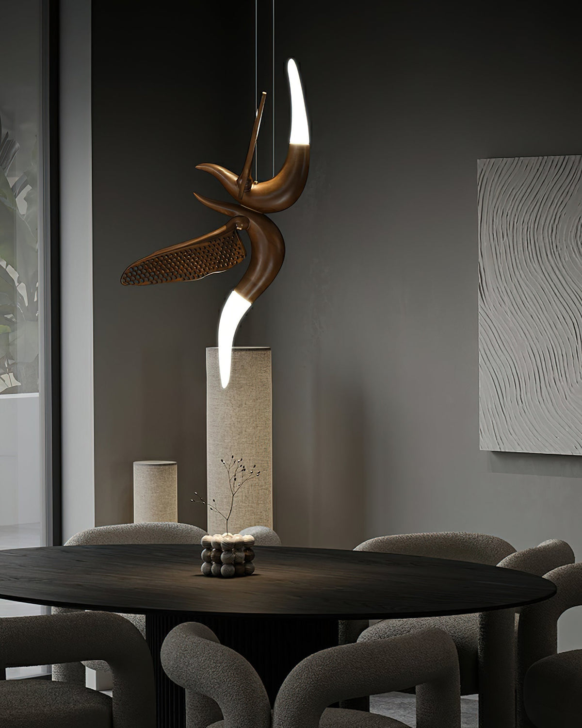 Lustre Nautile en bois et métal – vue 19