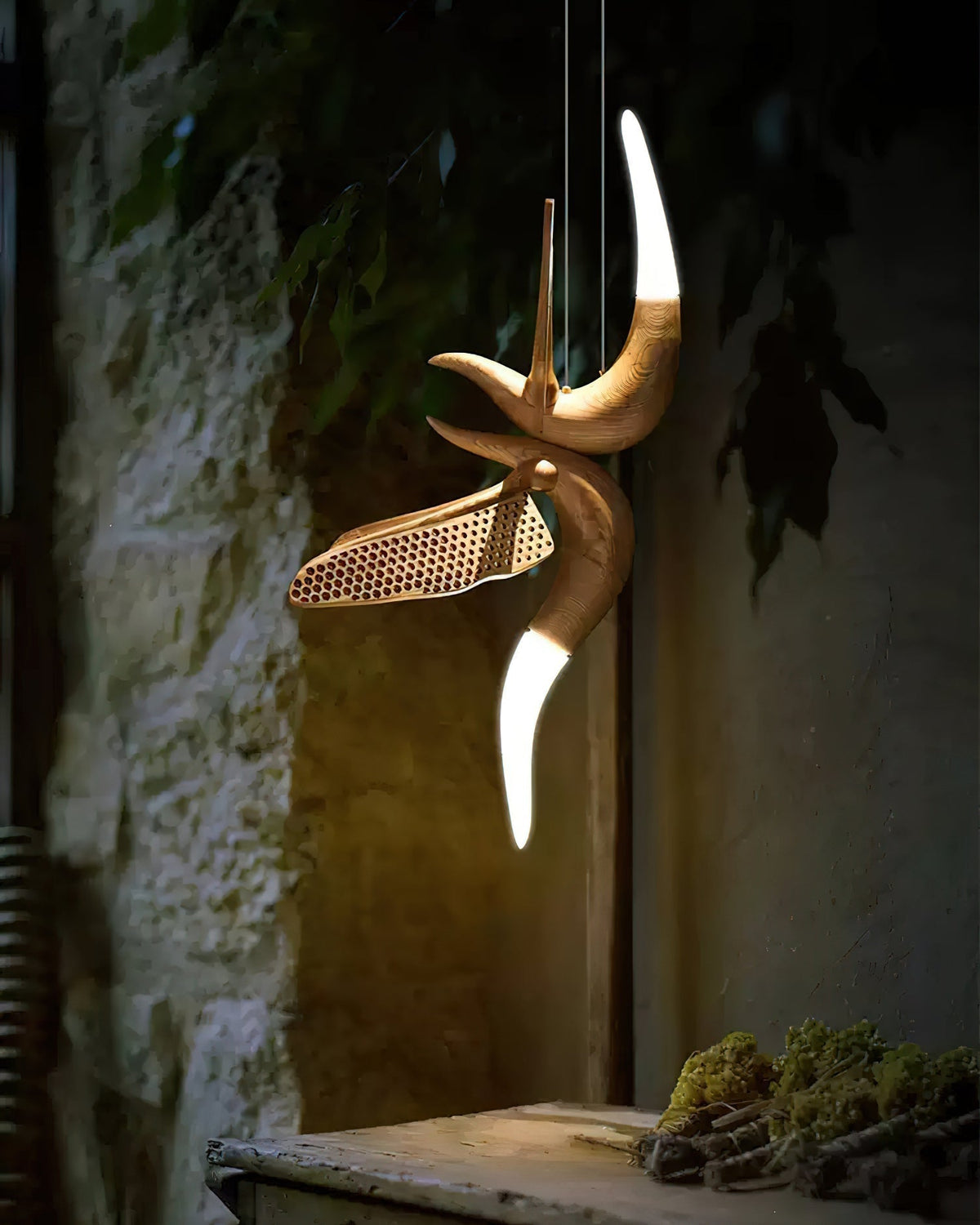 Lustre Nautile en bois et métal – vue 20
