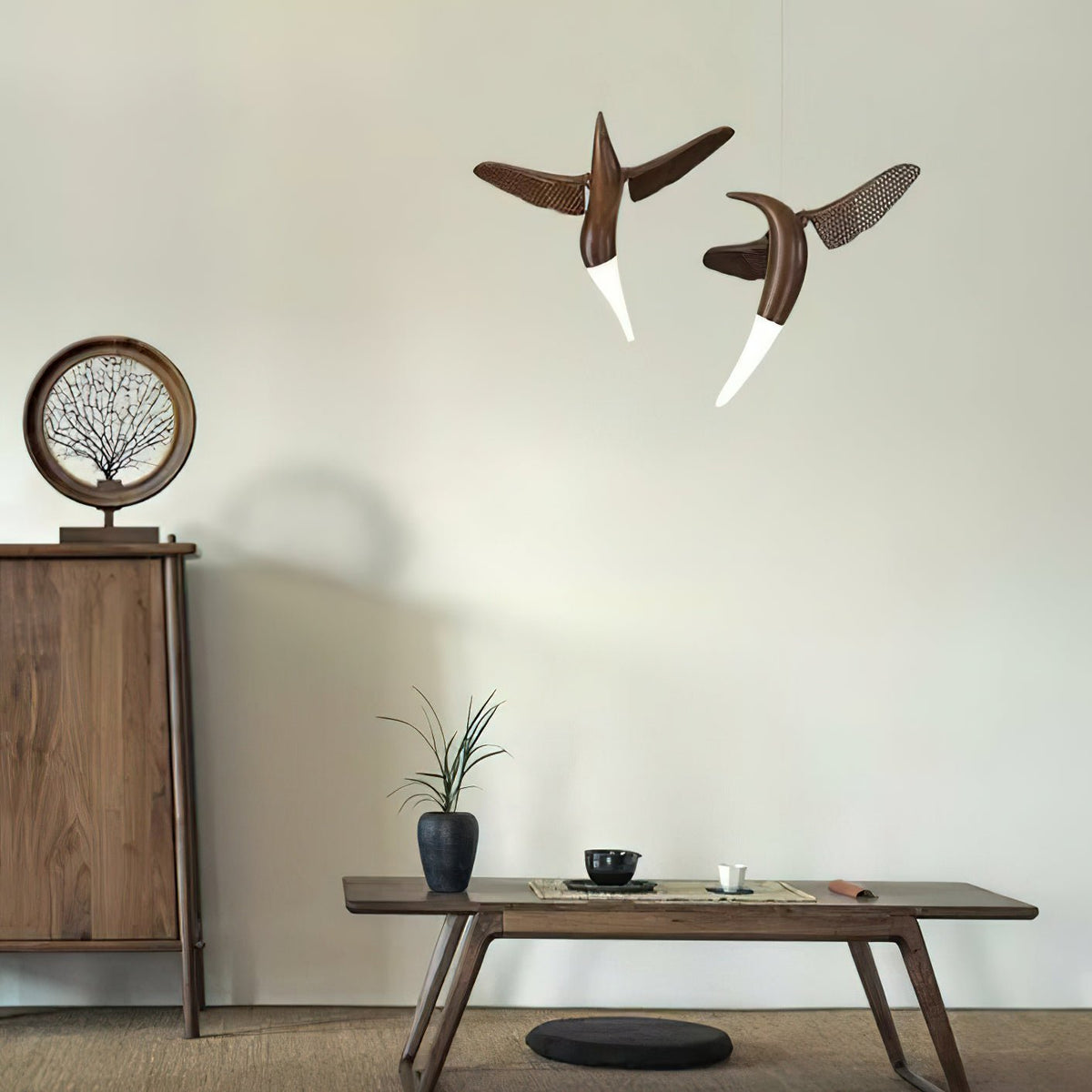 Lustre Nautile en bois et métal – vue 28
