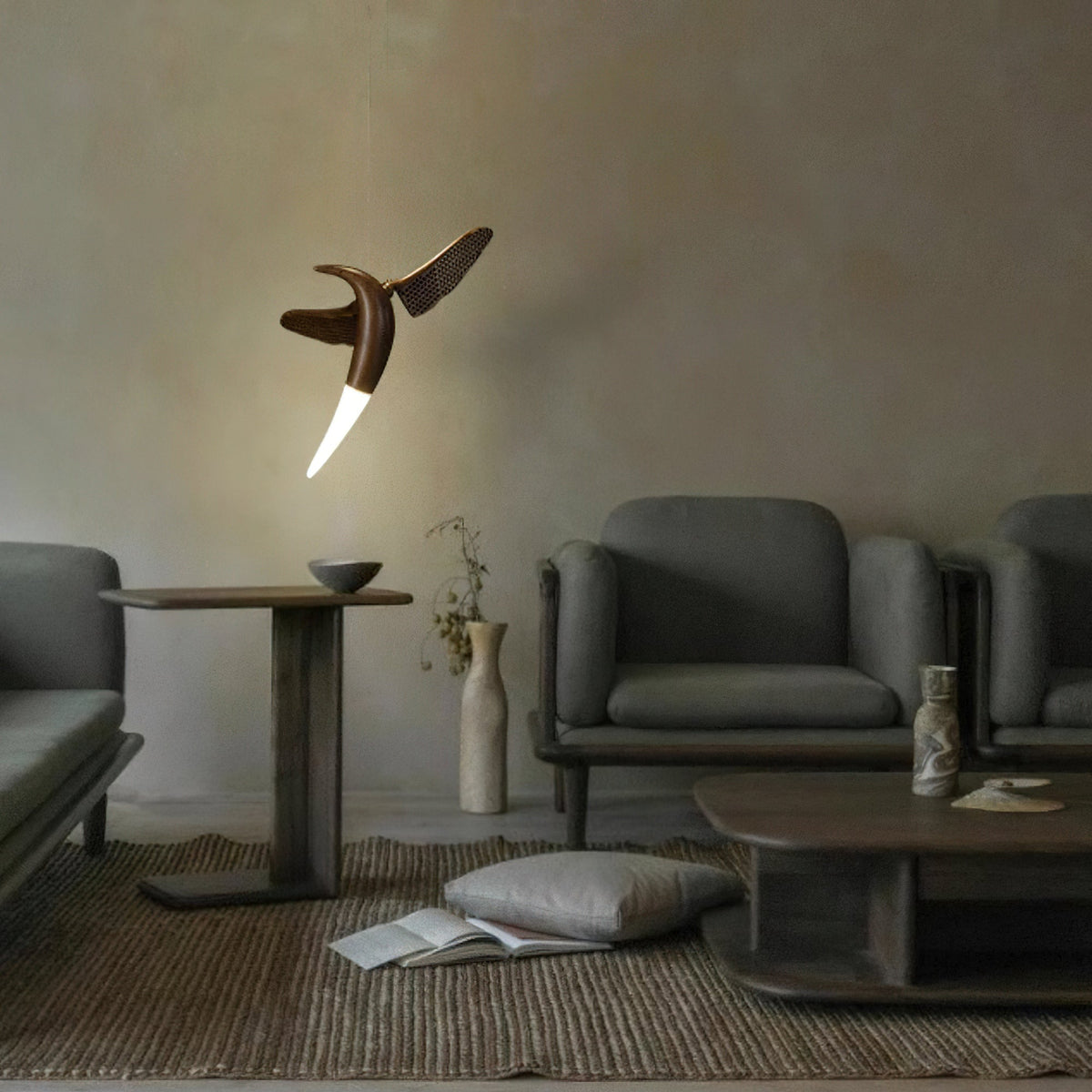 Lustre Nautile en bois et métal – vue 26